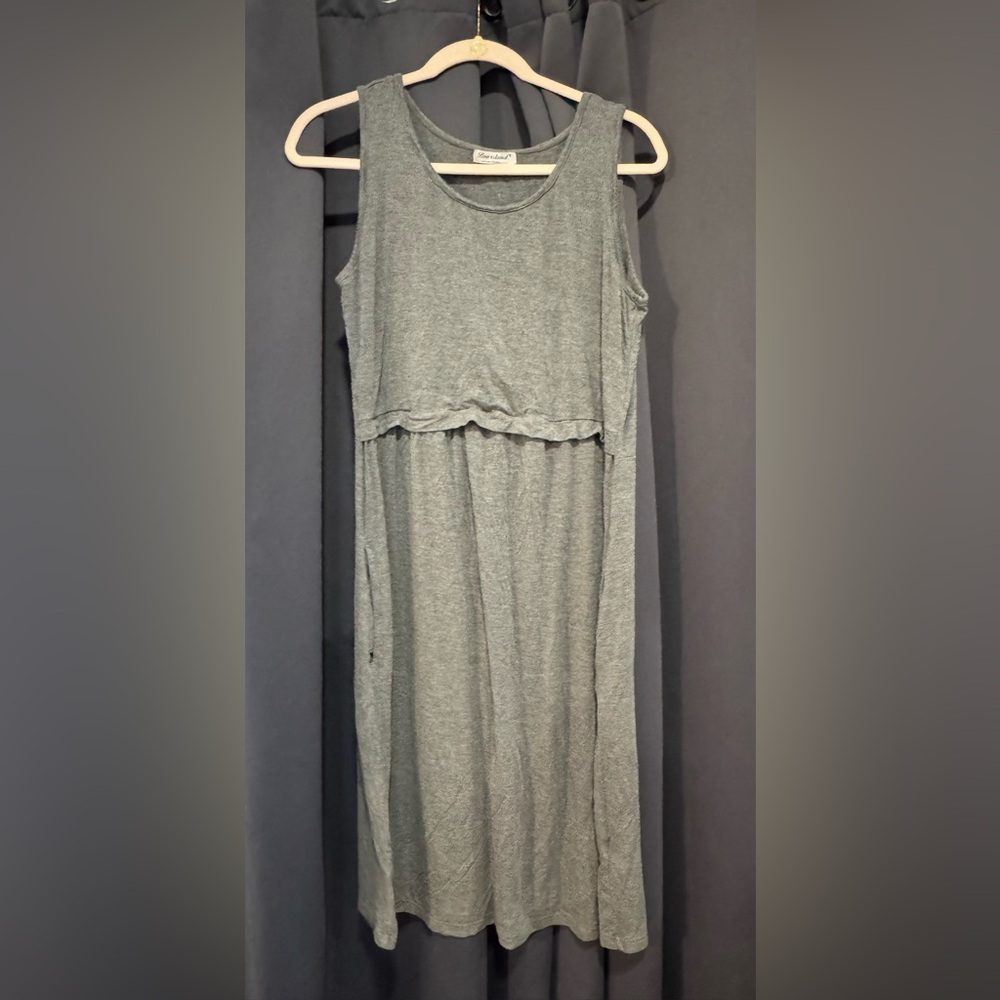 Bearsland Maternity Charcoal Sleeveless Midi Dress